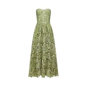 Inès Lace Floral Embroidered Cut-Out Midi Dress